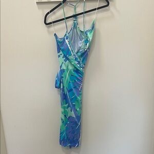 Emilio Pucci Blue and Green Patterned Dress
